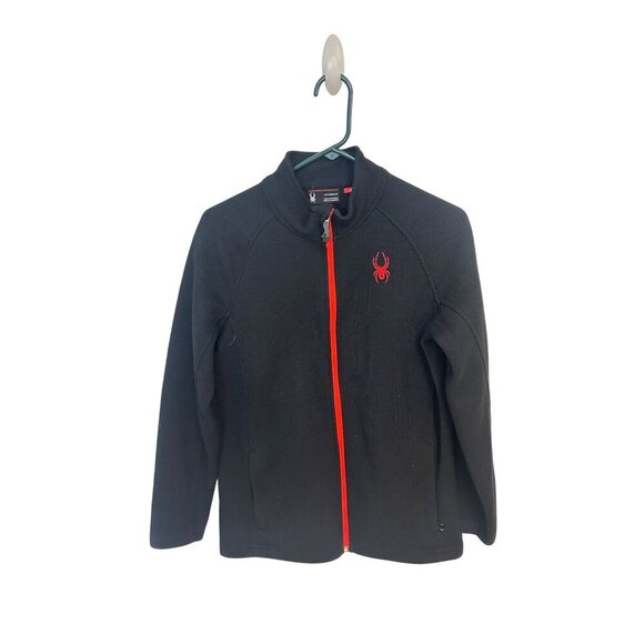 Spyder Boys Black Fleece Jacket With Red Accents Size XL18 - Picture 1 of 5